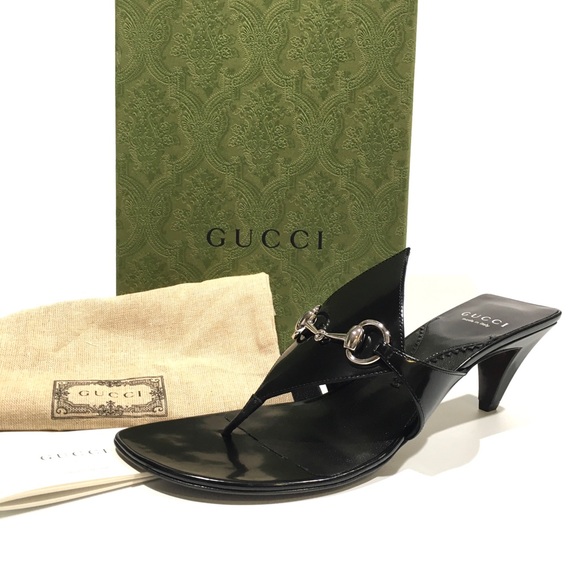 GUCCI HORSEBIT THONG LEATHER MULES -BLACK -WOMEN’S US 8 -NEW - Picture 3 of 10